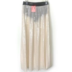 Sequin sheer maxi skirt in Ivory
